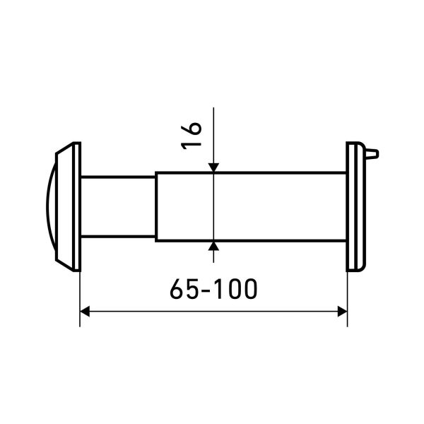 ЗАМКОФФ ГД d=16 (30) мм 65-90мм пластик хром Глазок дверной  (1000,50)
