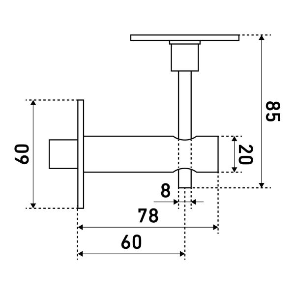 Задвижка торцевая БУЛАТ ЗДТ 01.60.04 хром  квадрат 8х8 мм (10,100)