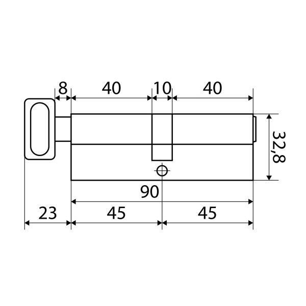 Стандарт MAX 90 (45х45В) SN 5кл мат.никель перф.ключ/верт. Цилиндровый механизм (60,10)