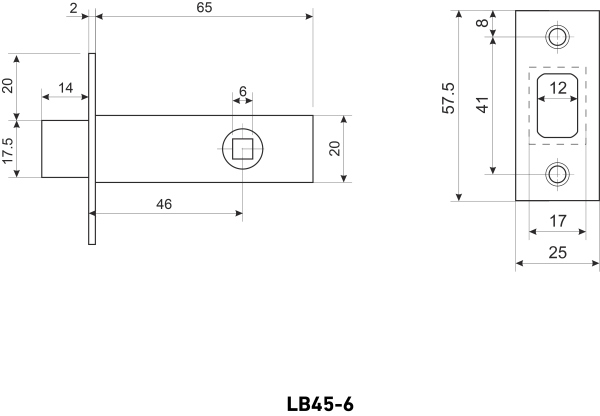 Задвижка АЛЛЮР АРТ LB45-6 MBN графит 6мм без ручек (100)