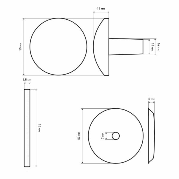 РДК -110 Антик Серебро Ручка-кнопка (50) Упакованная