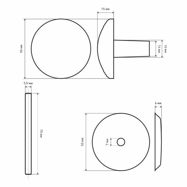 РДК -115 Антик Серебро Ручка-кнопка (50) Упакованная 